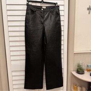 Black Faux Leather Aritzia Wilfred Wide Leg Pants size S
